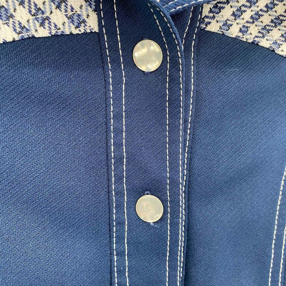 Prior Westerns Prior Press Button Front Shirt Womens Medium Blue White Vintage View 6